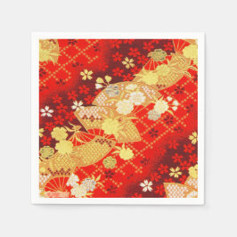 Red Gold Japanisch Kimono Blumenpapier Serviette