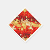 Red Gold Japanisch Kimono Blumenpapier Serviette (Ecke)