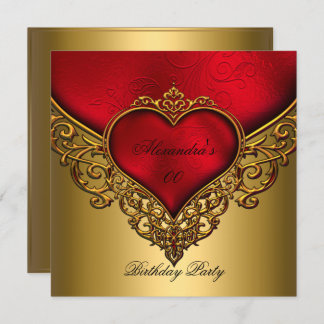 Red Gold Jewel 40. Elegante Geburtstagsparty Einladung