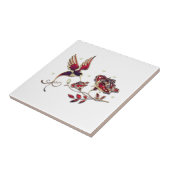 Red Gold Jewel mit Bird und Rose Keramik Tile Fliese (Seite)