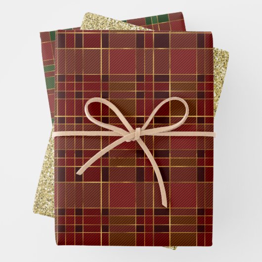 Red Gold Kariert Geschenkpapier Set (Beispiel)