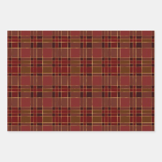 Red Gold Kariert Geschenkpapier Set (Vorderseite)