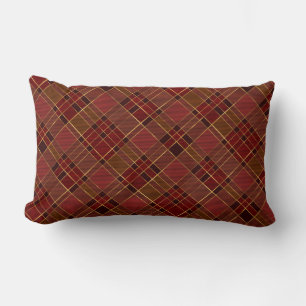 Red Gold Kariert Tartan Lumbar Kissen
