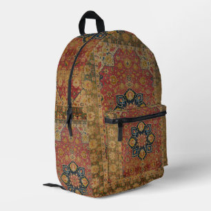 Red Gold Kashan Tepet Rug Persian Asian Bedruckter Rucksack