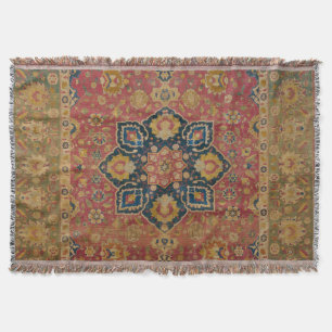 Red Gold Kashan Tepet Rug Persian Asian Decke