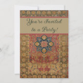 Red Gold Kashan Tepet Rug Persian Asian Einladung (Vorderseite)