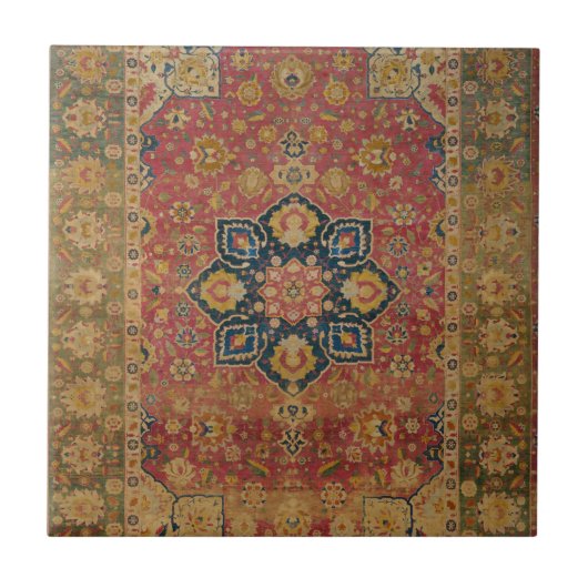 Red Gold Kashan Tepet Rug Persian Asian Fliese (Vorderseite)
