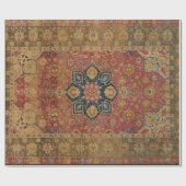 Red Gold Kashan Tepet Rug Persian Asian Geschenkpapier (Flach)