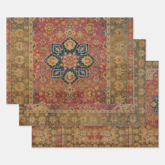 Red Gold Kashan Tepet Rug Persian Asian Geschenkpapier Set (Set)