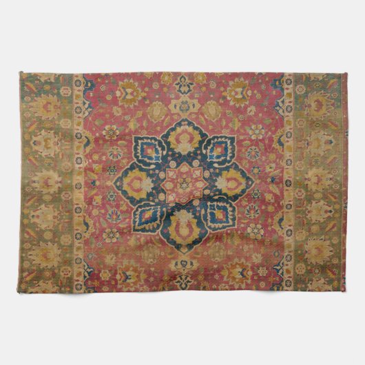 Red Gold Kashan Tepet Rug Persian Asian Geschirrtuch (Horizontal)