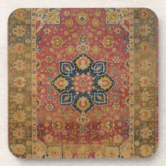 Red Gold Kashan Tepet Rug Persian Asian Getränkeuntersetzer (Vorderseite)