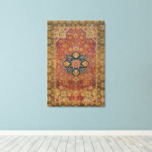 Red Gold Kashan Tepet Rug Persian Asian Leinwanddruck (Insitu (Holzboden))