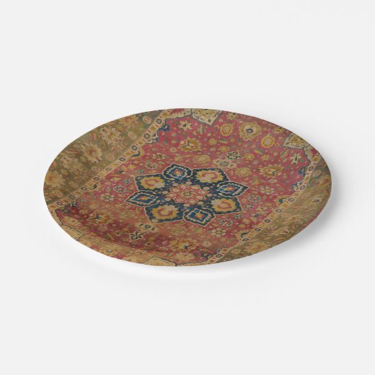 Red Gold Kashan Tepet Rug Persian Asian Pappteller (Schrägansicht)