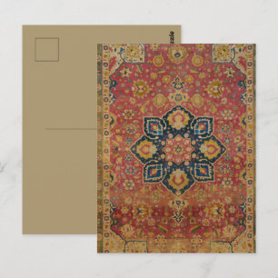 Red Gold Kashan Tepet Rug Persian Asian Postkarte
