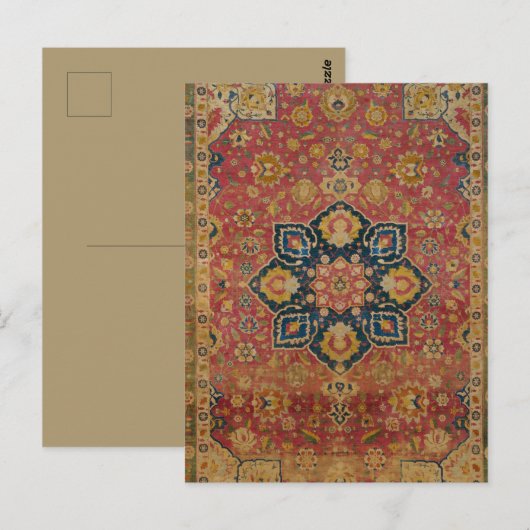 Red Gold Kashan Tepet Rug Persian Asian Postkarte (Vorne/Hinten)