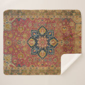 Red Gold Kashan Tepet Rug Persian Asian Sherpadecke (Vorderseite (Horizontal))