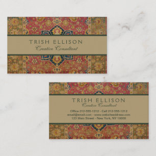 Red Gold Kashan Tepet Rug Persian Asian Visitenkarte