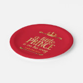 Red Gold Kleiner Prinz auf seinem Weg Baby Dusche Pappteller (Schrägansicht)