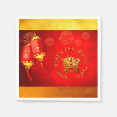 Red Gold Lanterns Chinese Ox paper cut 2021 PN Serviette (Vorderseite)