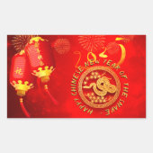 Red Gold Lanterns Chinese Snake paper-cut 2025 RcS Rechteckiger Aufkleber (Vorderseite)
