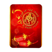 Red Gold Lanterns Chinese Snake Paper-Schnitt 2025 Magnet (Vertikal)