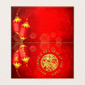 Red Gold Lanterns Chinese Tiger Paper-Schnitt 2022 (Außenseite Aufgefaltet)
