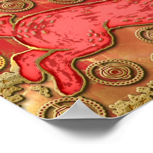 Red Gold Lanterns Rabbit 2023 Chinesisches Neujahr Poster (Ecke)