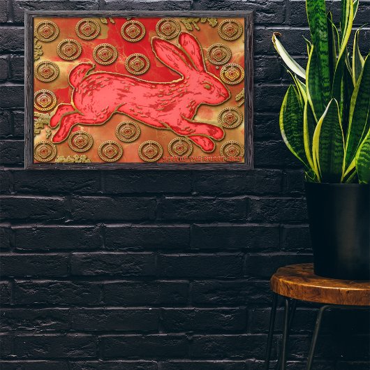 Red Gold Lanterns Rabbit 2023 Chinesisches Neujahr Poster