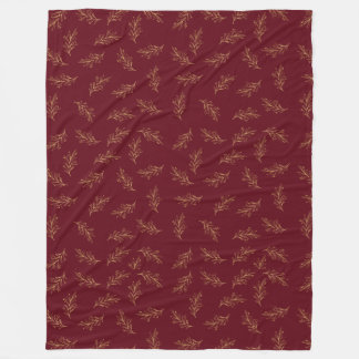 Red & Gold Leaf Fleece Blanket