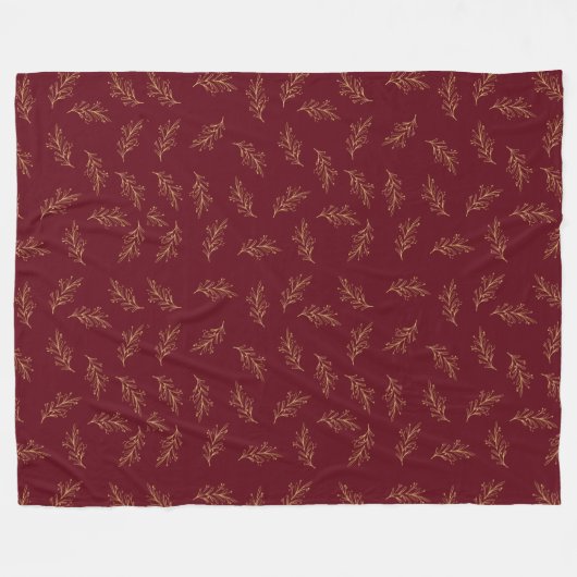 Red & Gold Leaf Fleece Blanket (Vorderseite (Horizontal))