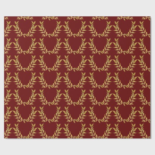 Red Gold Leaf Monogram Elegant Chic Wedding Geschenkpapier (Flach)