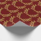 Red Gold Leaf Monogram Elegant Chic Wedding Geschenkpapier (Ecke)