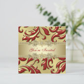 Red Gold Leaf Red Gold Corporate Christmas Party Einladung (Stehend Vorderseite)