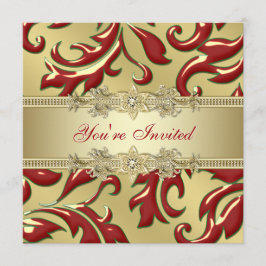 Red Gold Leaf Red Gold Corporate Christmas Party Einladung