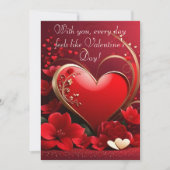 Red-Gold Liebe Herzschlösser Feiertagskarte (Vorderseite)