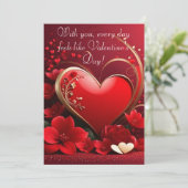 Red-Gold Liebe Herzschlösser Feiertagskarte (Stehend Vorderseite)