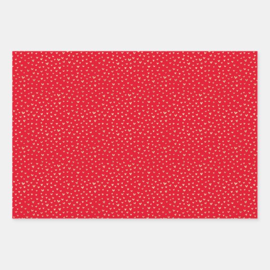 Red Gold Liebe Hörmuster Geschenkpapier Set (Vorderseite 3)