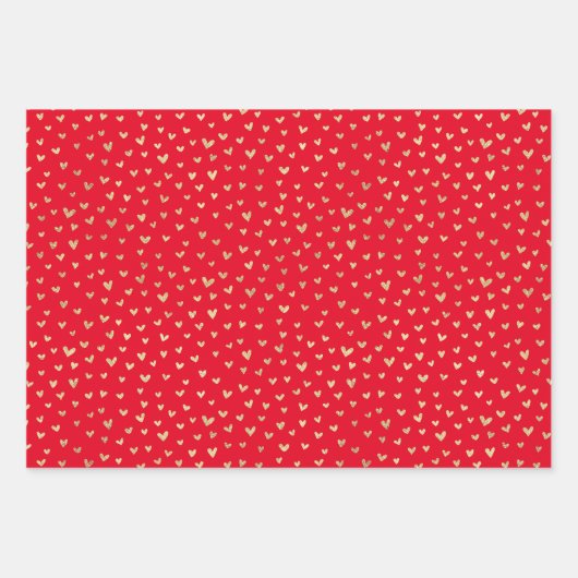 Red Gold Liebe Hörmuster Geschenkpapier Set (Vorderseite 2)