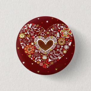 Red Gold Liebe Ihr Herz Blume Schmetterling Button