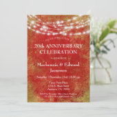 Red Gold Lights Jubiläum Party Einladung (Stehend Vorderseite)