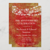 Red Gold Lights Jubiläum Party Einladung (Vorne/Hinten)