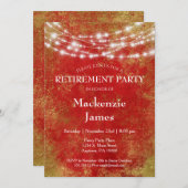 Red Gold Lights Retirement Party Einladung (Vorne/Hinten)