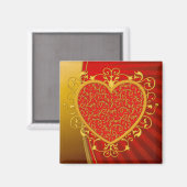Red Gold Lilie Heart Magnet (Vorderseite/Rückseite)