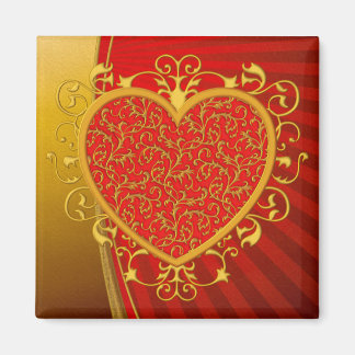 Red Gold Lilie Heart Magnet