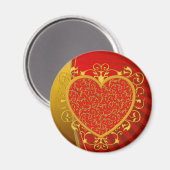 Red Gold Lilie Heart Magnet (Vorderseite/Rückseite)