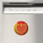 Red Gold Lilie Heart Magnet (In Situ (Geschirrspüler))