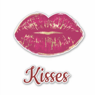 Red Gold Lips Kokett Kiss Aufkleber