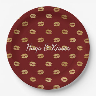 Red Gold Lips Pappteller