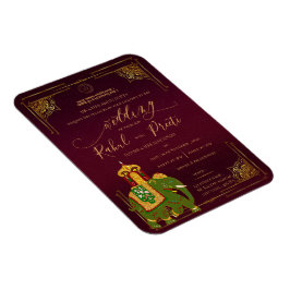 Red Gold Lord Ganesh Indian Wedding Einladung Magnet