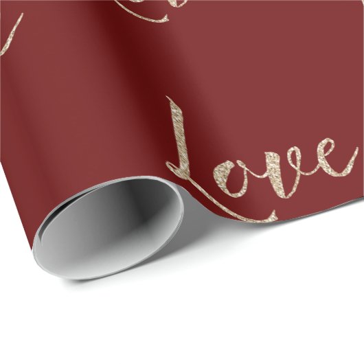 Red Gold Luxe Glitzer Liebe Geschenkpapier (Rolleneckpunkt)